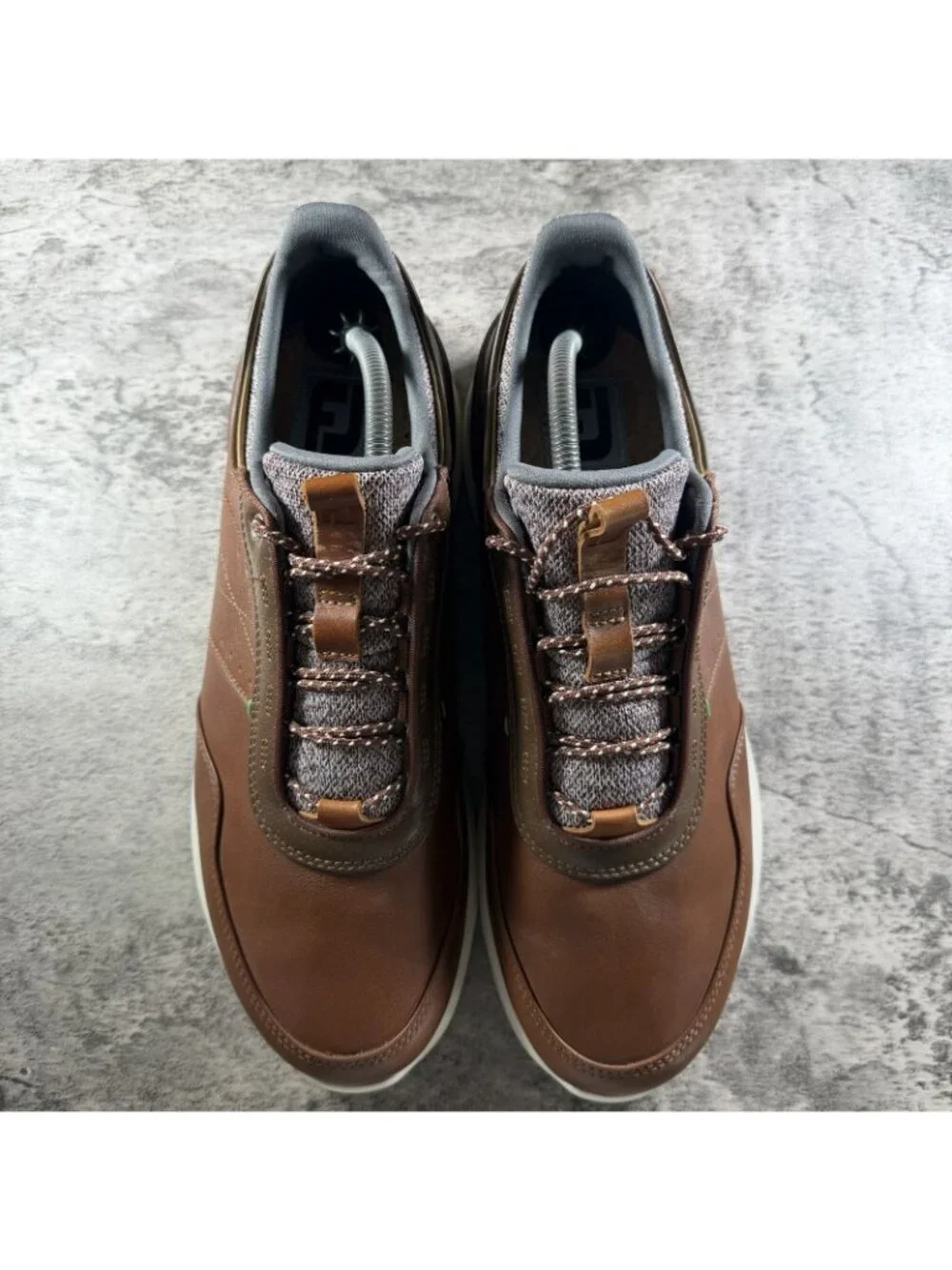 FootJoy Stratos Mens Brown Cognac Leather Spikeless Golf Shoes 50065 Size 11.5 M